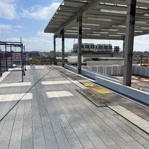 Building deck made with concrete lumber, Lumbercon